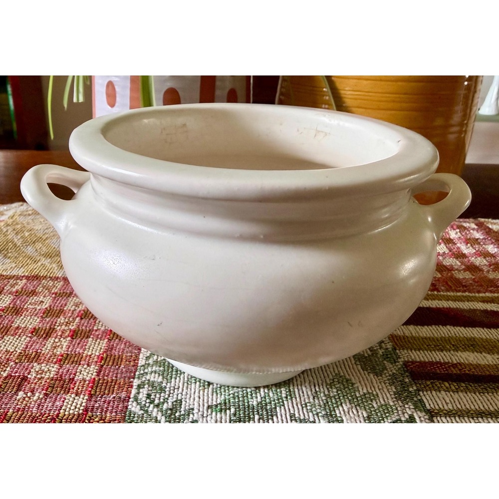 Vintage Roseville Pottery White Matte Crock / Planter (Model 350-4)